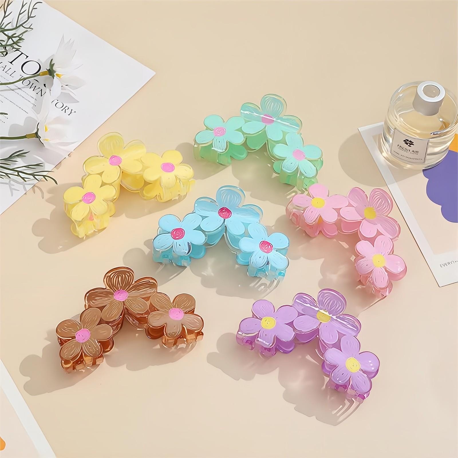 Trendy Colorful Hand-drawn Painting Flower Hair Clip