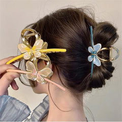 Trendy Enamel Colorful Butterfly Claw Clip Hair Clip