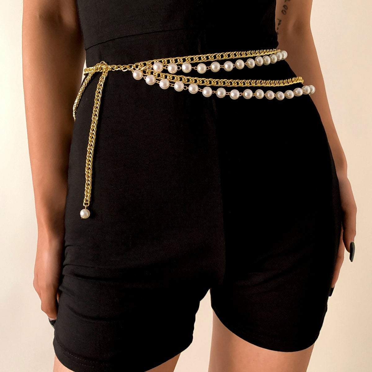 Trendy Layered Beaded Pearl Waist Chain