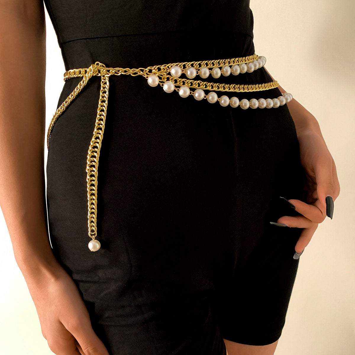 Trendy Layered Beaded Pearl Waist Chain