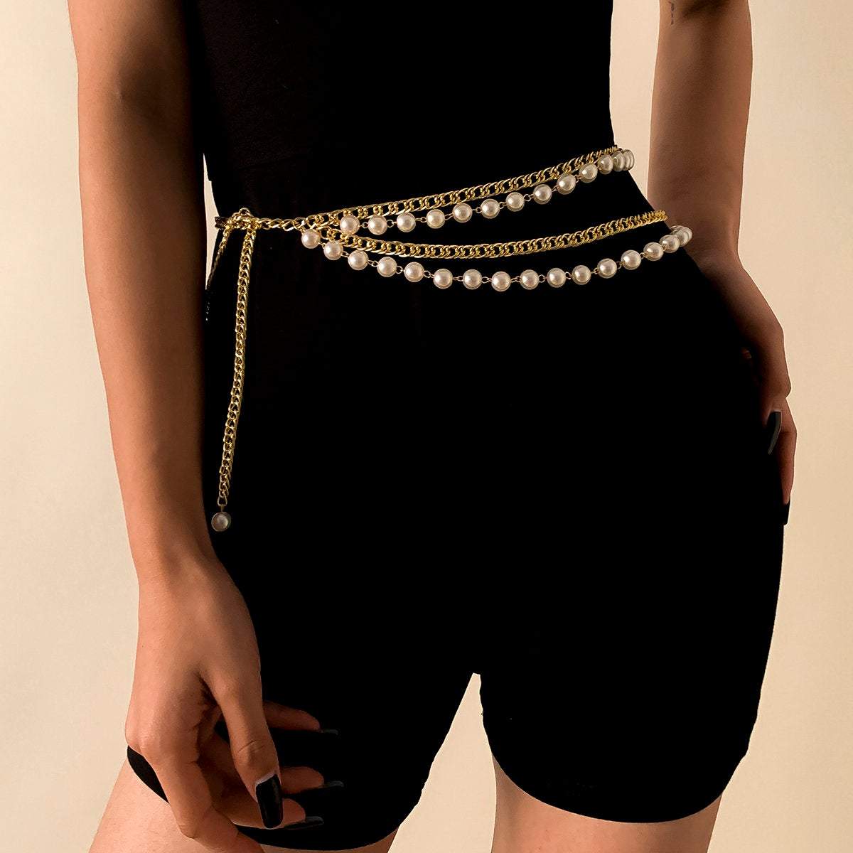 Trendy Layered Beaded Pearl Waist Chain