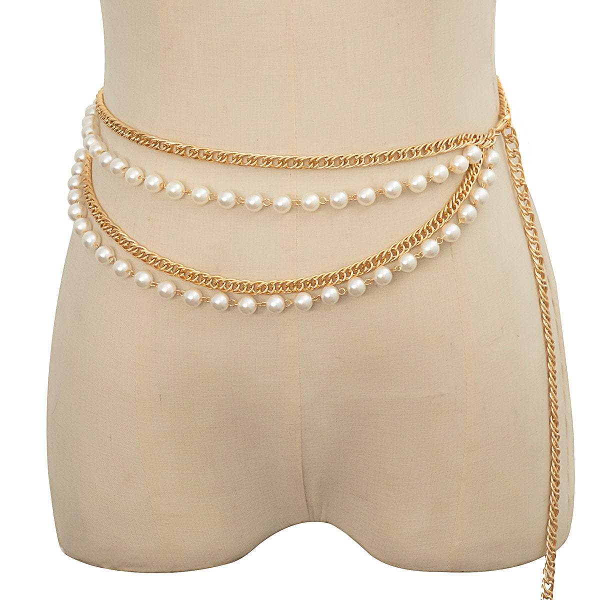 Trendy Layered Beaded Pearl Waist Chain