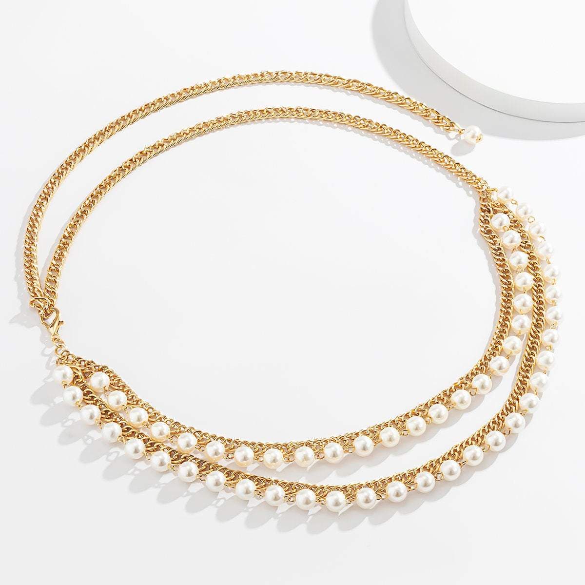 Trendy Layered Beaded Pearl Waist Chain