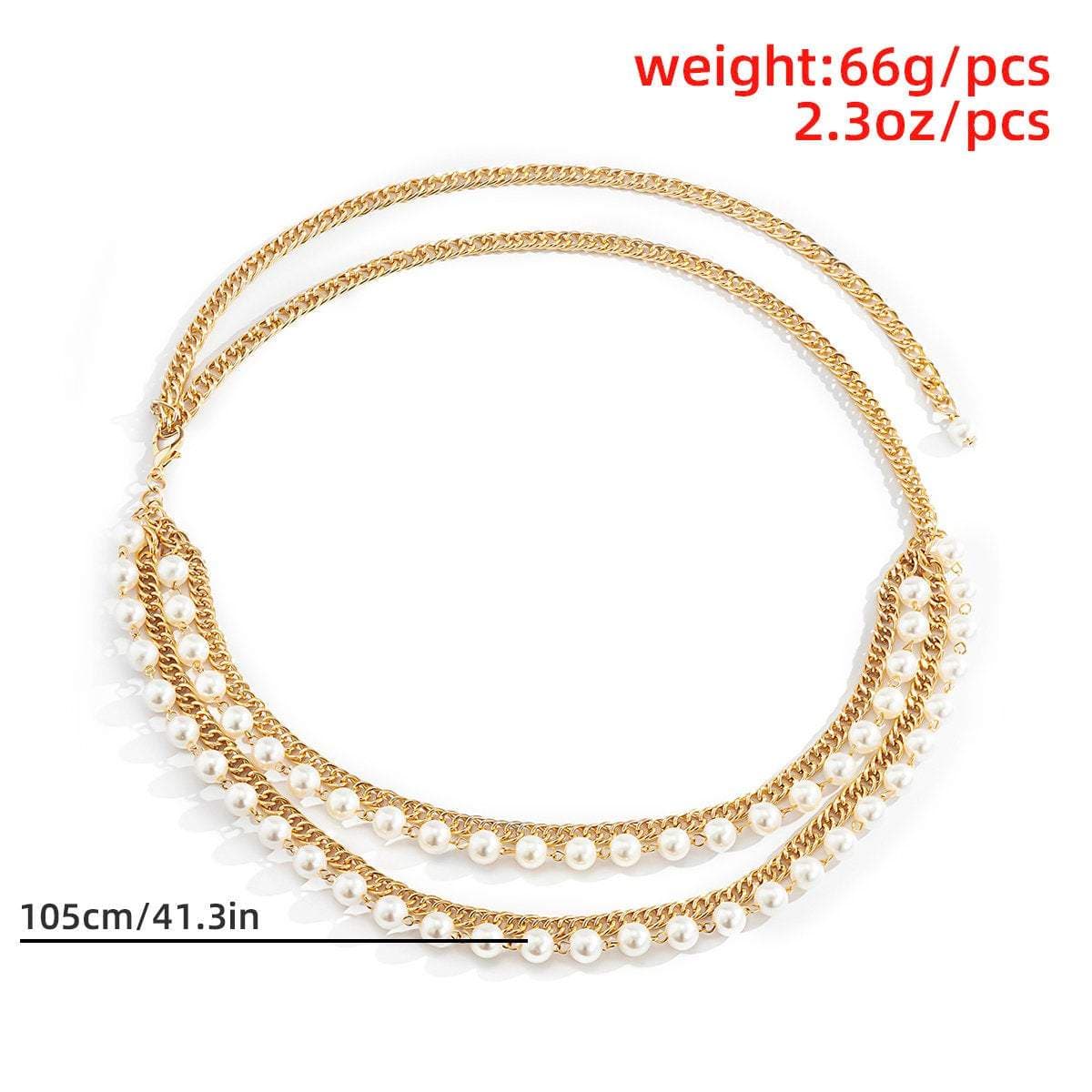 Trendy Layered Beaded Pearl Waist Chain