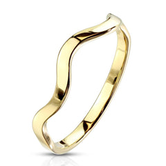 Wavy Line Stackable Gold Stainless Steel Ring