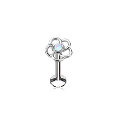 White Opal Flower Internally Threaded Labret