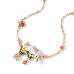 18K Cute Cat Small Flower Bracelet