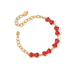 18K Sweetness Multiple Red Ribbon Enamel Bracelet