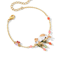 18K Cute Cat Small Flower Bracelet